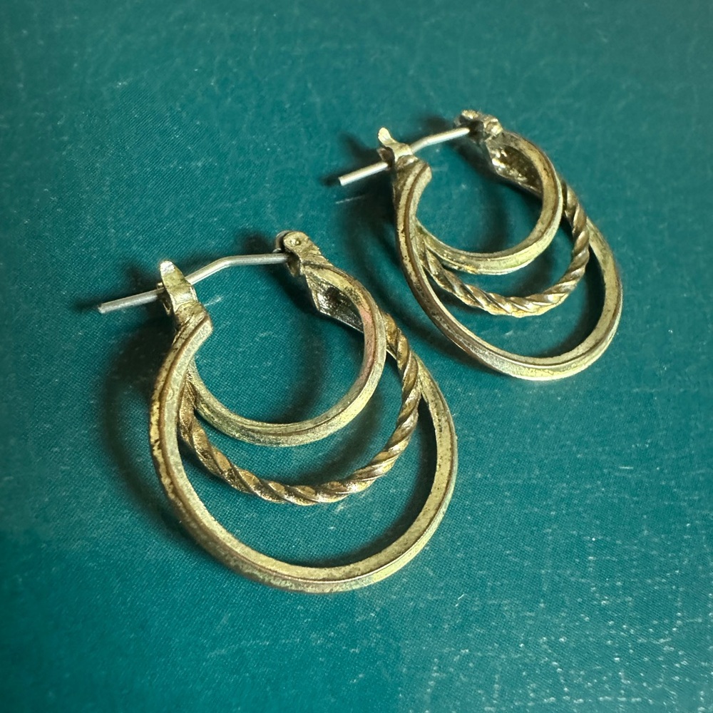 Silver Triple Hoop Women’s Earrings - Picture 2 of 2